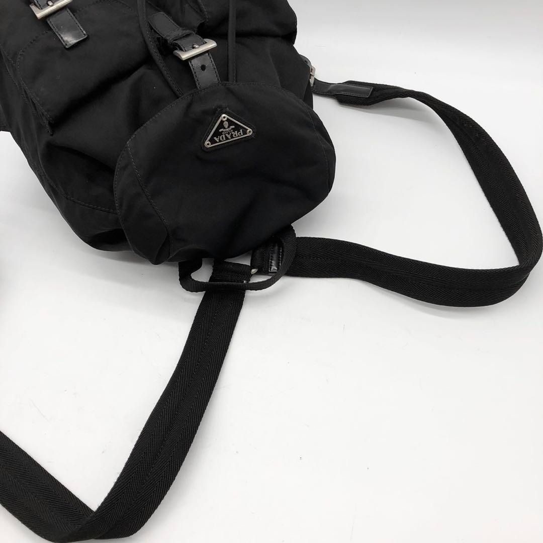 Prada Nylon Tessuto Backpack Saffiano Leather Shoulder Bag Purse