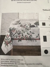 Christmas Tablecloth Bee & Willow Holiday Berries 60” x 102” 2 Available