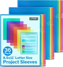 Dunwell Clear Folders for Documents, Plastic 8.5x11 8.5x11", Colored 