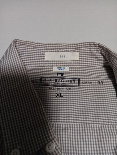 B.D. Baggies New York Men's Dress Shirt Gray Microcheck 100% Cotton - Picture 7 of 14
