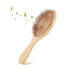 Bamboo Hair Brush Wooden Hair Brush with Natural Bristles Scalp Massager
