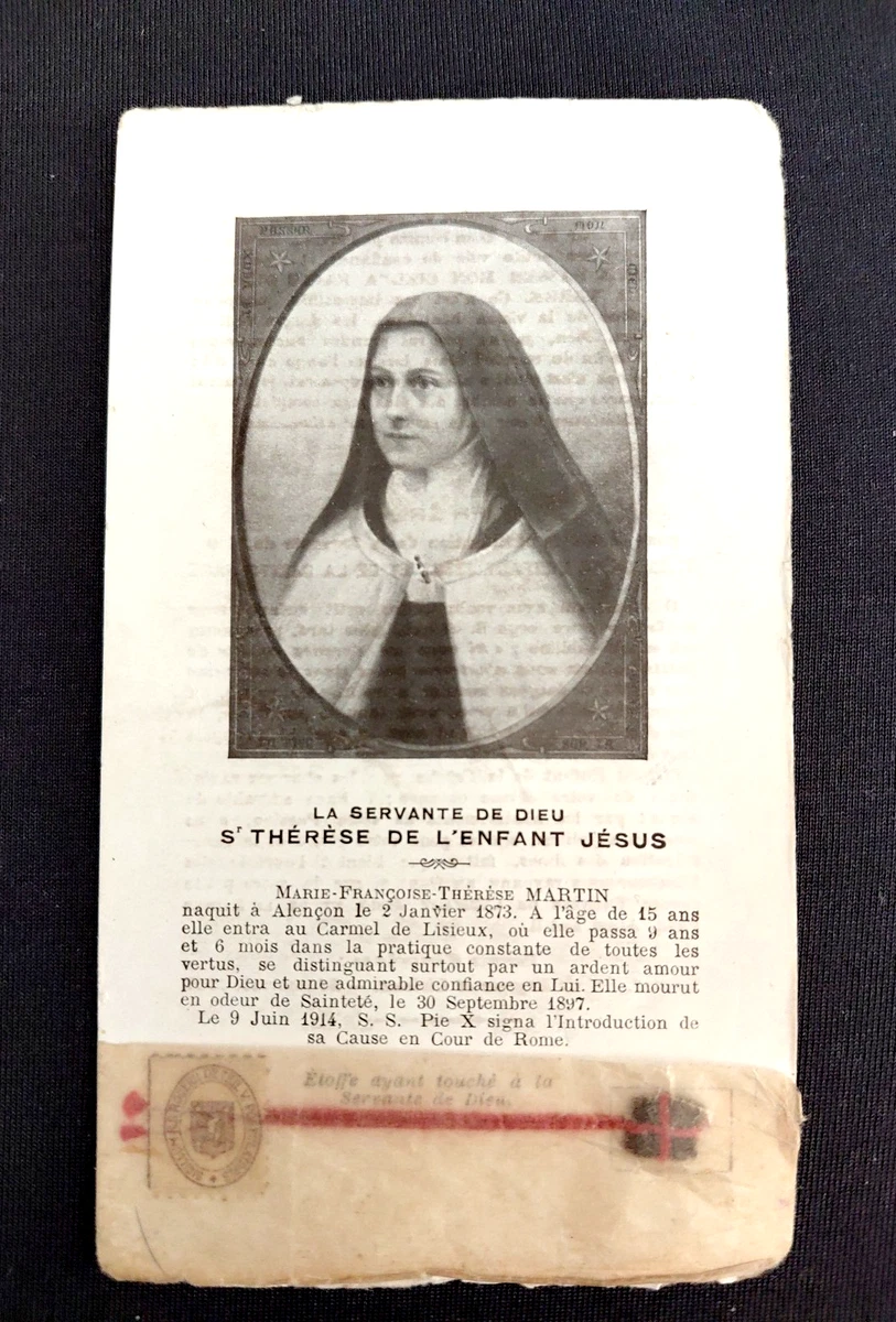 Rare Reliquaire – Tissu De Sainte Thérèse – Étoffe Ayant Touché à La Sainte – France