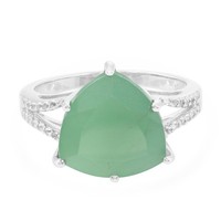 Cavill Ring GrüNer Chalzedon 5,22Ct Sterlingsilber WeißEr Topas 0,15Ct