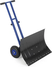 Extra-Large Snow Pusher Shovel With 5 Adjustable Blade Positions Anti-Skid Wheel