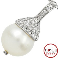 Estate South Sea 13mm Pearl 1.18ct Diamond 14K Gold Cap Pendant 5.85 Grams NR