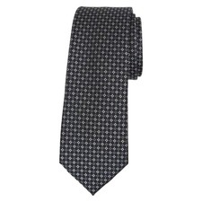 BAR III Mens Slim Tie Black Dark Gray Micro Woven Geometric 2.5 Skinny Necktie