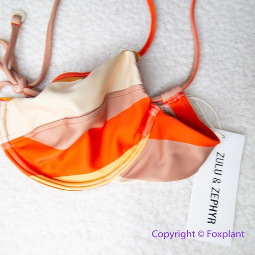 New! Set! Zulu & Zephyr Free People Tie Curve Brief Bikini, size 10 - Picture 8 of 15