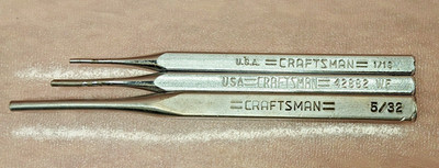Craftsman USA Pin Punch Set 3pc 1/16 3/32 5/32 Steel 42881 42882 42884 WF Lot