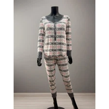 Victoria's Secret Fair Isle Thermal Pajama Set Long Sleeve Top & Pants M