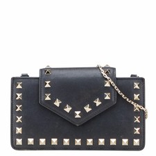 Valentino Rockstud Leather Shoulder Bag Women Black One Size 573712