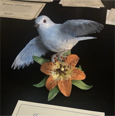 Lenox Mountain Bluebird Fine Porcelain Bird Figurine Collectible Home Decor