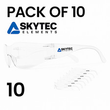 Skytec EME18 Safety Glasses Pack of 10 – Clear or Grey Lens, Lightweight Glasses