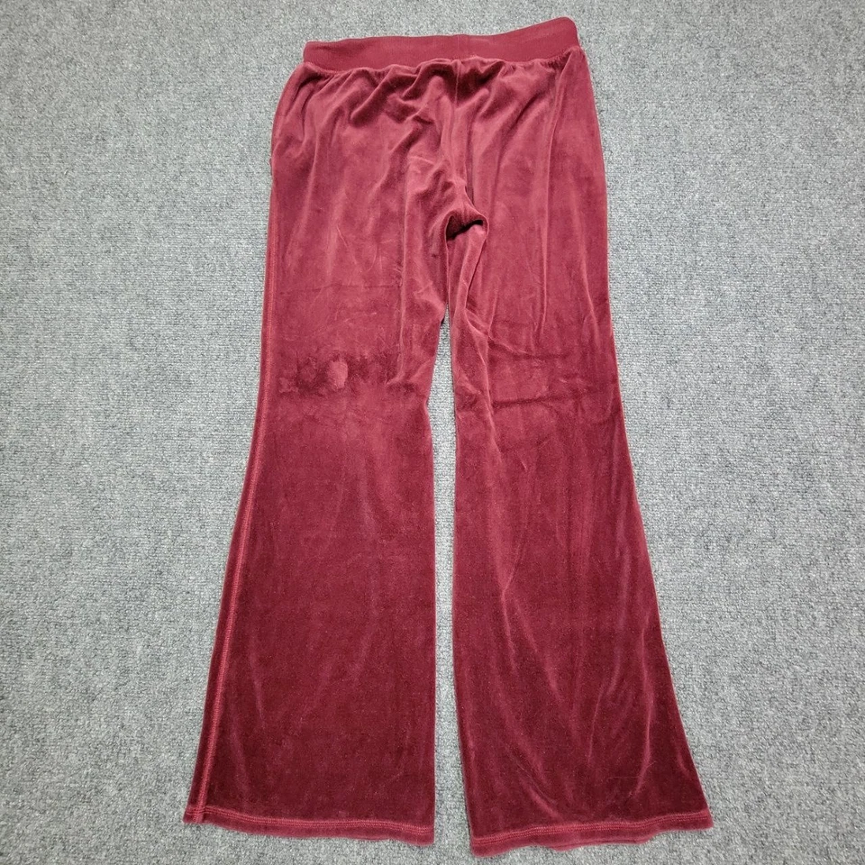 Michael Kors Pants Womens Medium Burgundy Velour Flare Lounge Drawstring Pockets - Image 3 of 4