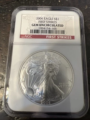 2006 Eagle S$1 First Strikes Gem Uncirculated Red Label Silver Dollar