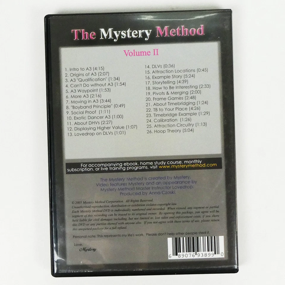 THE MYSTERY METHOD VIDEO ARCHIVES 5 DVDs Pick-Up Artist Seduction how to women - Image 4 of 4