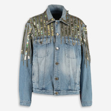 Pinko Bead & Sequin Embellished Denim Jacket - Uk 8 / It 40 - £1645
