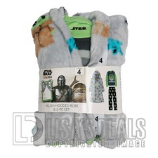 Boys Disney Star Wars 2 Piece Fleece Pajama Set with ROBE Top Pant PJ XS 2T 4T