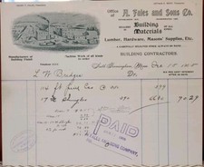 1905 A Fales and Sons Co Building Materials Billhead Receipt S Framingham MA