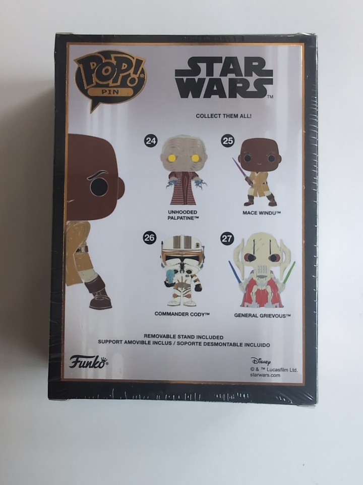Funko Pop! Enamel Pin Star Wars: Mace Windu - Große Sammler-Anstecknadel Mit Kronenständer
