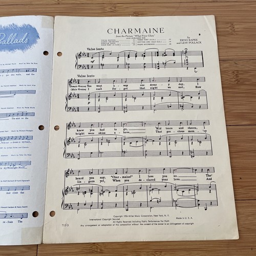 Vintage Sheet Music - Charmaine - 1926 by Erno Rapee's Concert Song - Picture 3 of 10