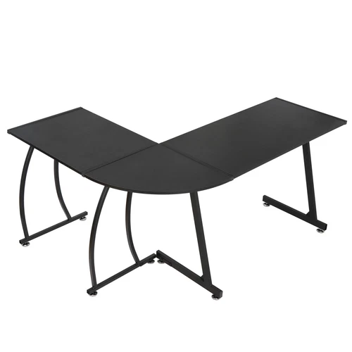 White/Brown/Black L-Shaped Computer Desk Gaming Table with Large Desktop Home  - Picture 8 of 25