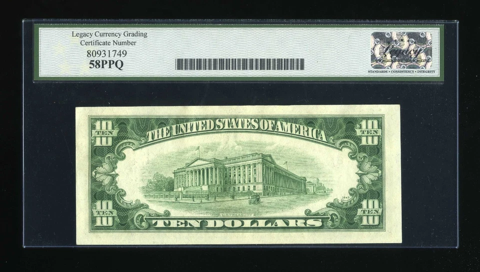 DBR 1950-A $10 FRN St. Louis STAR Fr. 2011-H* Legacy 58 PPQ Serial H02810342* - Image 2 of 2