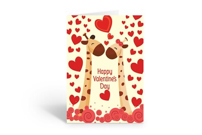 Valentine's Day Cute Giraffes Note Card  - 10 Note Cards and Envelopes - B14332