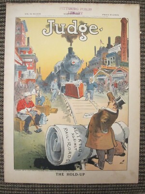 Judge Magazine March 1909 The Hold Up Railroads Agitation Art Deco 53