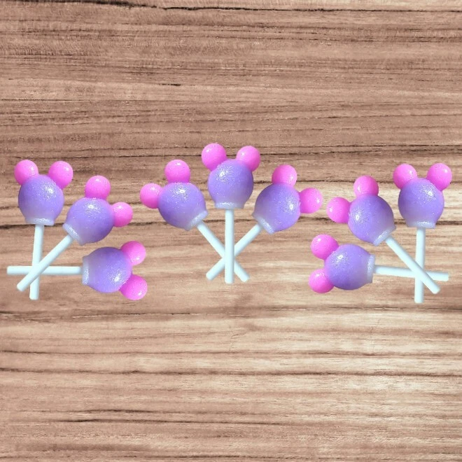 9 Faux Pink & Purple Mouse Lollipop Suckers for DIY, Play, M Mouse Party Decor  - Image 2 of 4