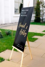 Black Acrylic Wedding Welcome Sign   Personalized Wedding Signage-Wedding Decor