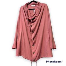 Justfab Size Xl Lightweight Jacket Cowl Neck Button Down Blush Pink With Pockets