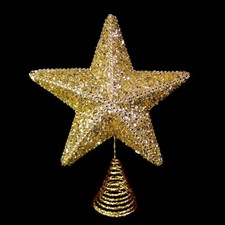 CHRISTMAS TREE TOPPER / CLASSIC GOLDEN SEQUIN GLITTER STAR / EXTRA-LARGE SIZE
