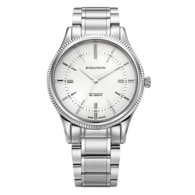 Romanson Men's Odysse D'Arbon Coin Slim Watch White Dial Quartz Steel