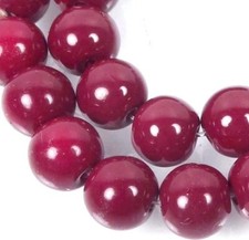 25 Glass Round Beads - Opaque Maroon / Amaranth 10mm