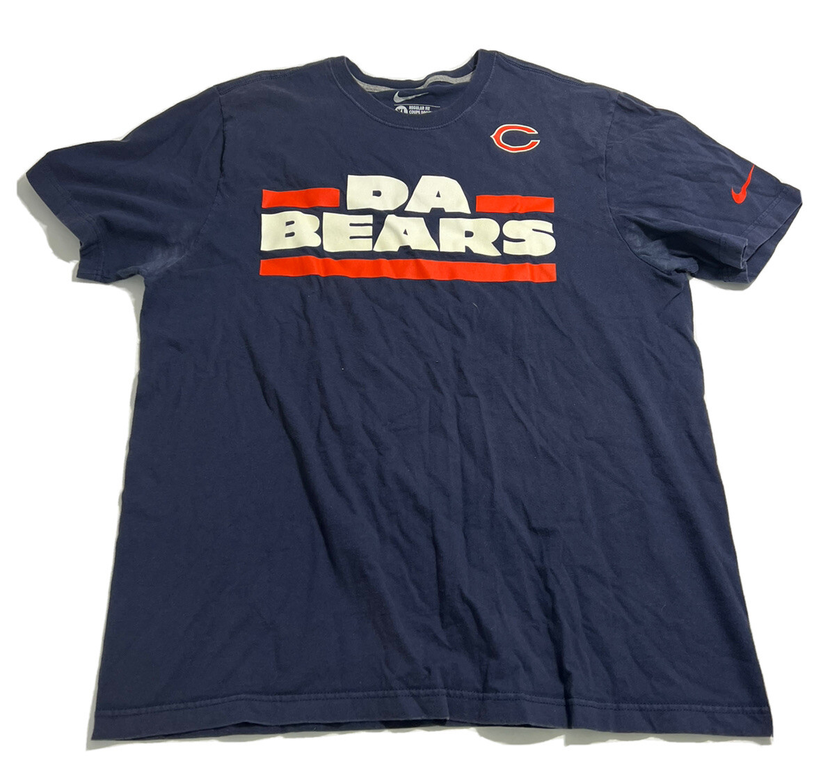 CHICAGO BEARS Shirt Men's Short Sleeve Crew Neck NIKE Da Bears Blue Size XL
