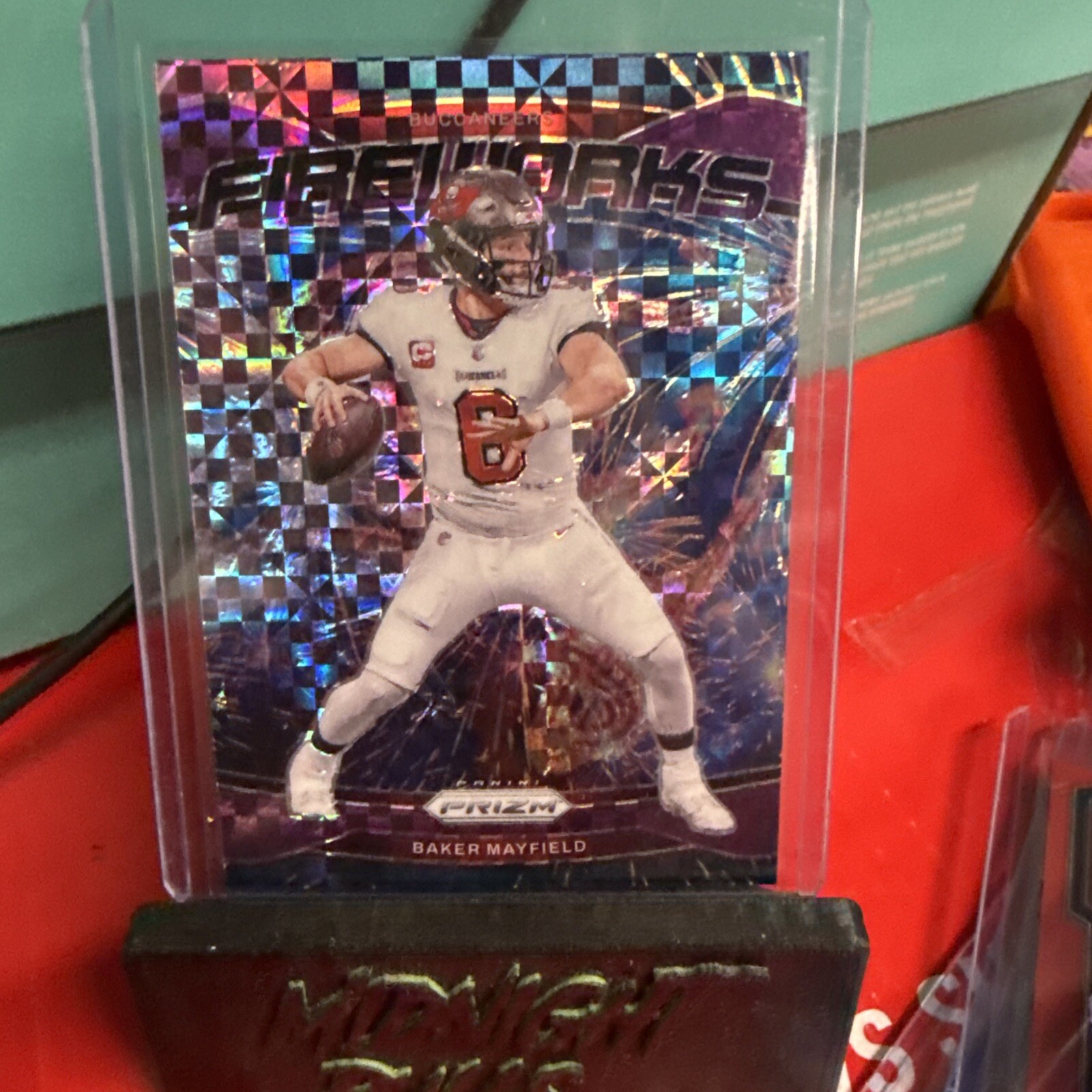 2024 Panini Prizm BAKER MAYFIELD Purple Power Fireworks /49