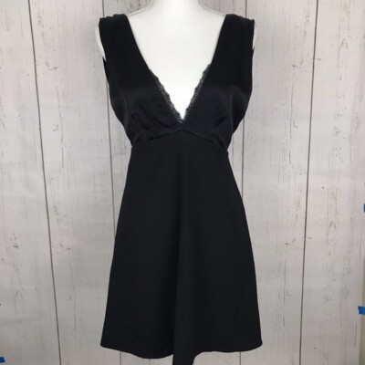 Zara V Neck Fit & Flare Mini Black Dress | eBay
