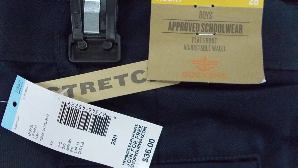 Chicos Dockers $36 Uniforme/Pantalones Casuales Azul Marino Husky Talla 29HX26" - 32HX39" Foto 4 de 4