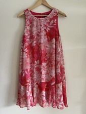 Vince Camuto Women Red Pink Floral Knee Length Dress Spring Summer Size 10