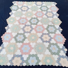 Vintage Beautiful Quilt Different Pieces Hand Woven size 82x62 inches