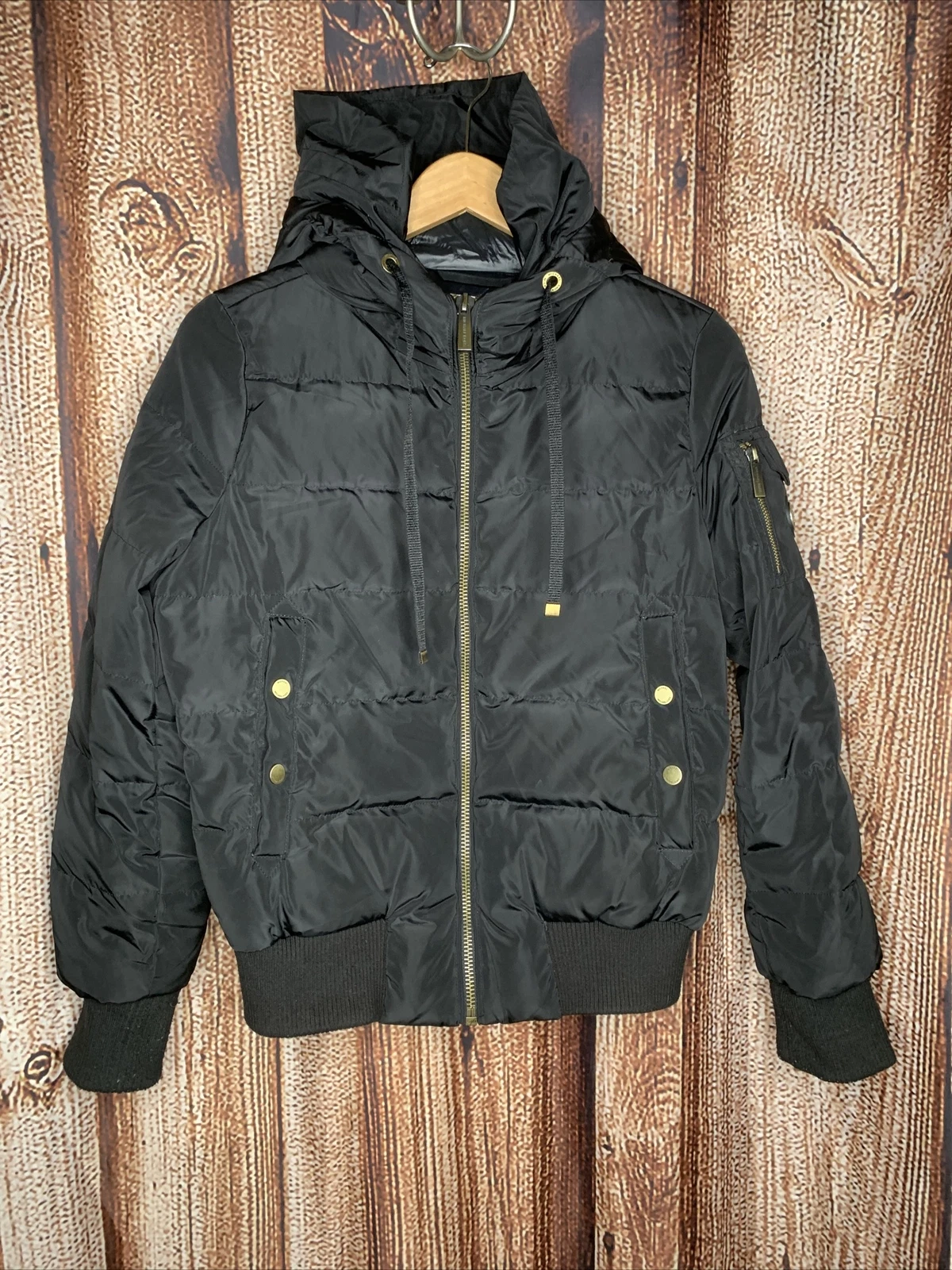 Giacca donna Michael Kors nera piumino full zip con cappuccio taglia XS