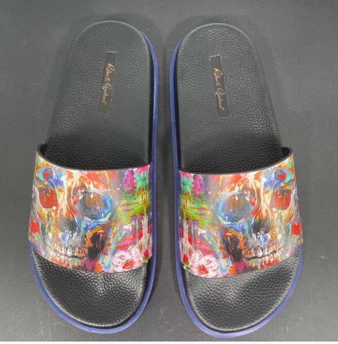 Robert Graham Leather Beachcomber Slide Sandals Skull  display picture 2