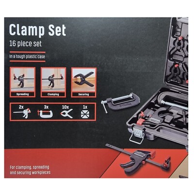Parkside Clamp Set 16 Pieces With Carry Case Quick-Release, Mini