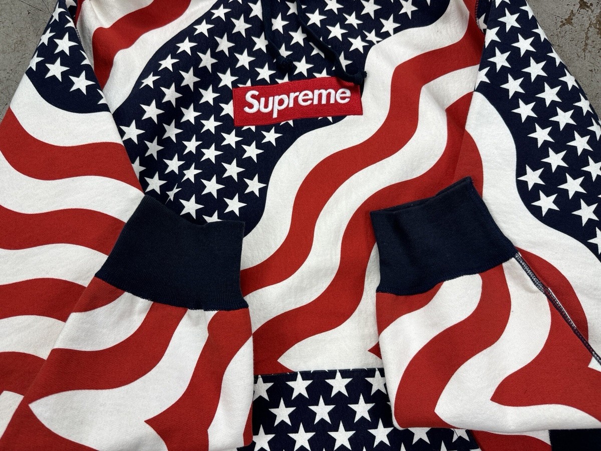 Supreme Box Logo flag hoodie 14aw 星条旗 KJxZV-m22014105492 - パーカー 