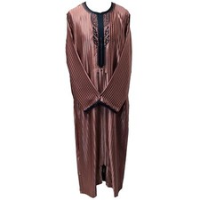 Men Moroccan Salmon Long Sleeves Thobe Jubba Kandora Dishdasha