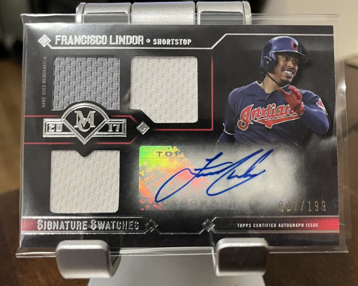 2017 Topps Francisco Lindor Signature Swatches Triple Patch Auto 