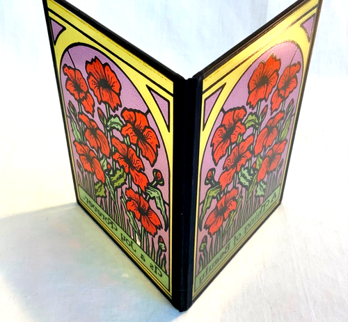 Vtg Yorkraft Seriglass Art Nouveau Gascoyne Stained Window Diptych Poppy Field - Picture 2 of 12