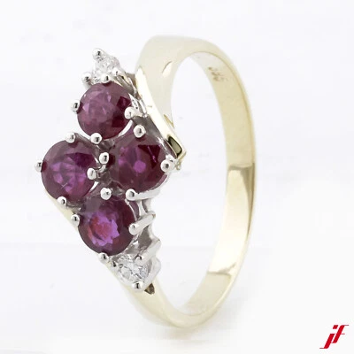 Klassischer Ring 14K Gold 4 Rubine zus. 0,40 2 Diamanten zus. 0,10 Weite 57 - Bild 1 von 2