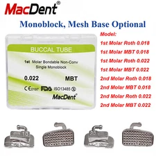 MacDent Dental Orthodontic Buccal Tubes 1st 2nd Molar Tube Roth MBT 022 Bondable