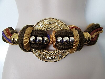Gold braided beaded vintage belt with gold hardware Metallic Leather Braided Wrap Belt - Light Gold | Boston Proper main image 4